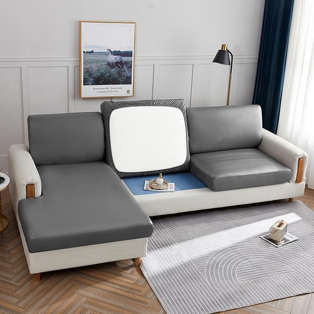 Housse d'Assise de Canapé d'Angle Simili Cuir Gris