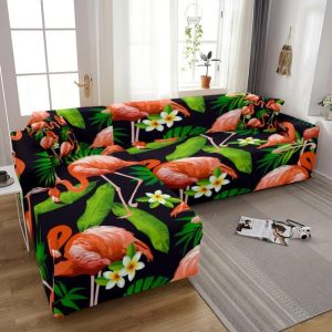 housses maison avec flamants roses