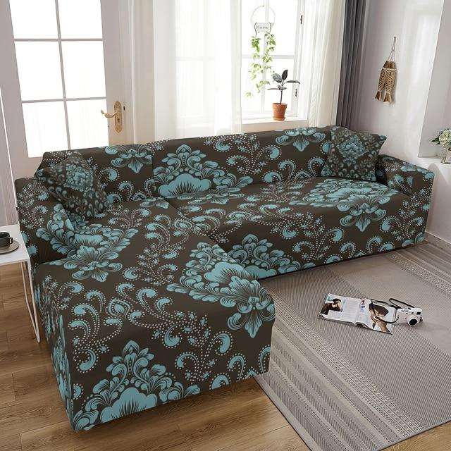 housse de canapé d'angle motifs de damas