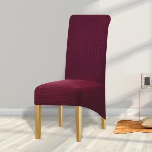 Housse de Chaise Grande Taille Jacquard Bordeaux