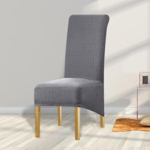 Housse de Chaise Grande Taille Jacquard en gris