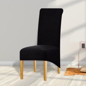 Housse de Chaise Grande Taille Jacquard Noir