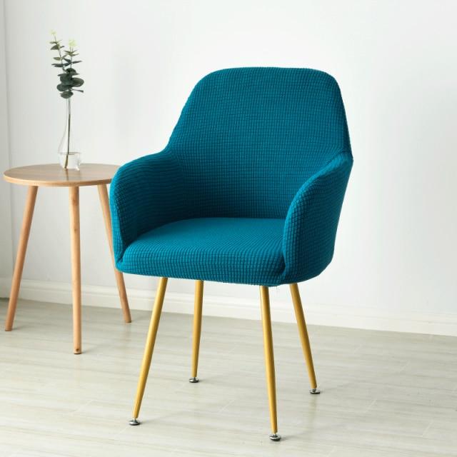 housse de chaise scandinave bleu canard