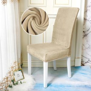 housse de chaise en velours beige