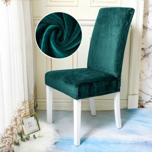 housse de chaise velours bleu canard