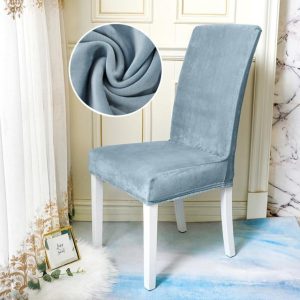 housse de chaise velours bleu ciel