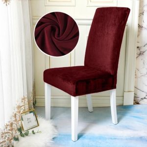 housse de chaise en velours bordeaux