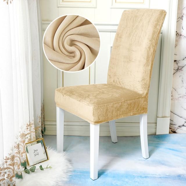 housse de chaise velours crème