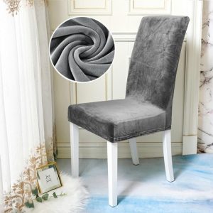 housse de chaise en velours gris anthracite