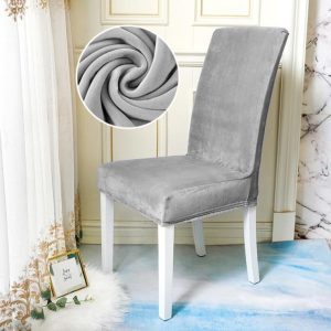 housse de chaise velours gris