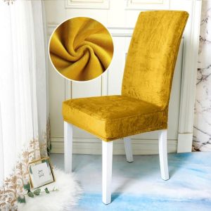 housse de chaise velours jaune