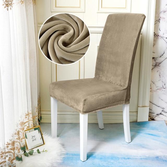 housse de chaise velours kaki élégante