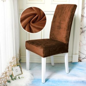 housse de chaise velours marron