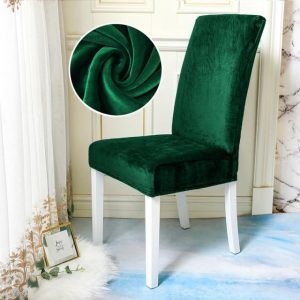 housse de chaise en velours vert