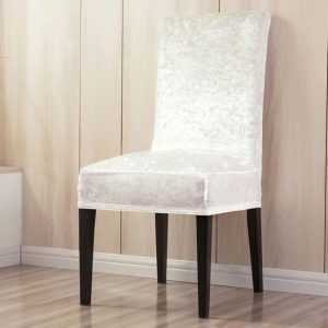 housse de chaise velours de glace blanc