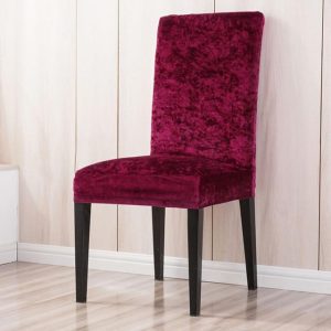 housse de chaise velours de glace bordeaux