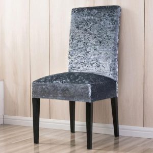 Housse de Chaise Velours de Glace Gris