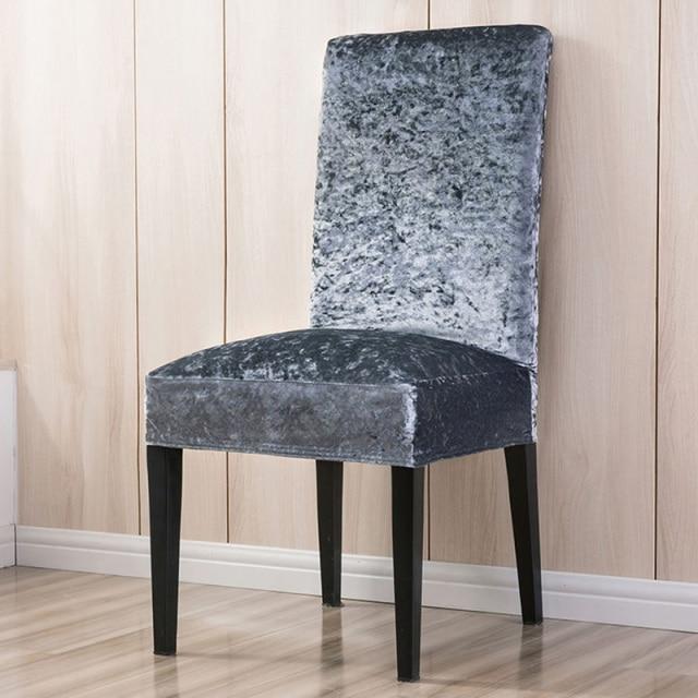 Housse de Chaise Velours de Glace Gris