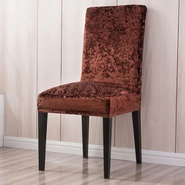 housse de chaise velours marron
