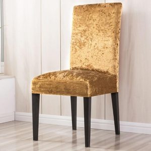 housse de chaise velours de glace or