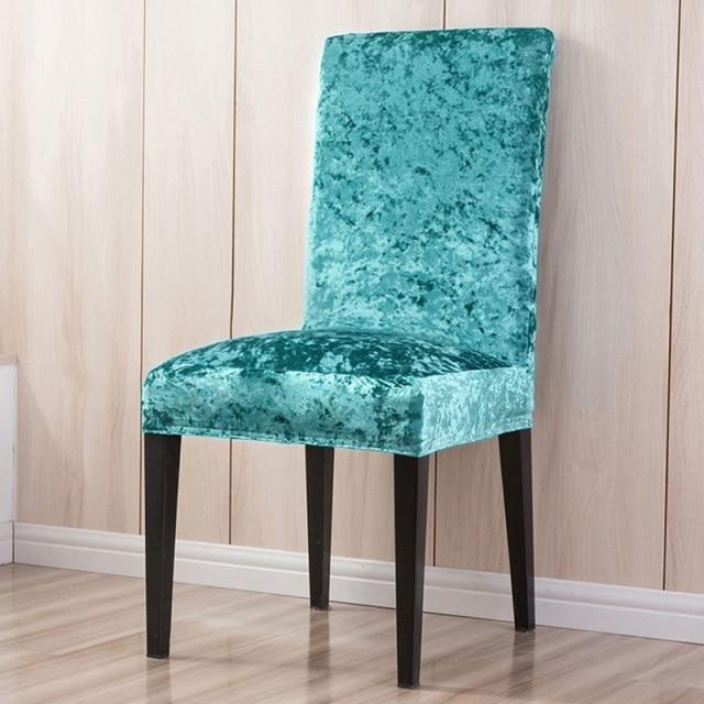 housse de chaise velours turquoise élégante