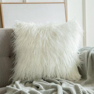 housse de coussin 45x45 polaire blanc