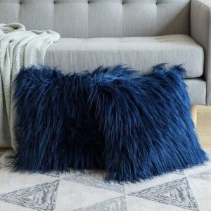 housse de coussin polaire bleu 45x45