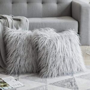 Housse de Coussin 45x45 Polaire Gris