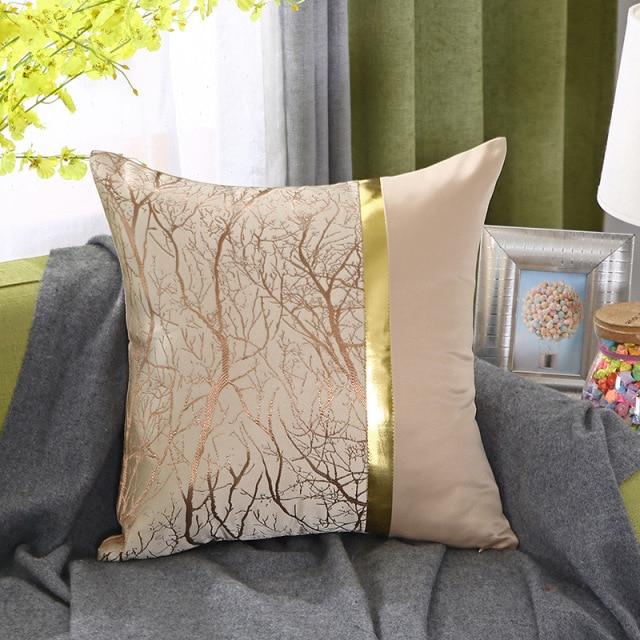 housse de coussin soie bronze or