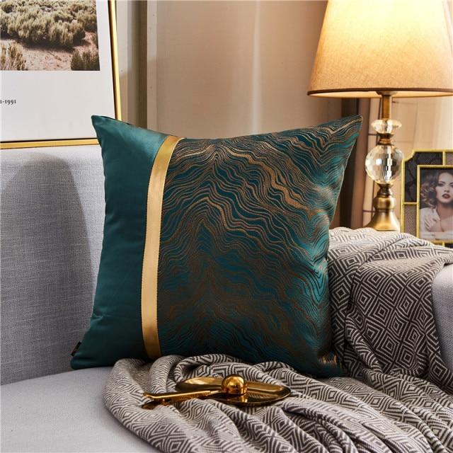 housse de coussin 45x45cm en soie vert foncé