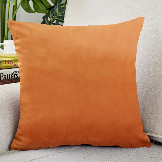 housse de coussin velours orange pêche