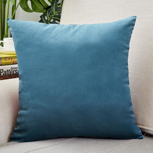Housse de Coussin Velours Bleu Océan
