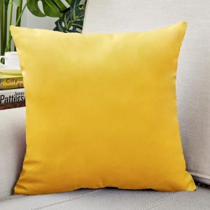 housse de coussin velours jaune 50x50cm