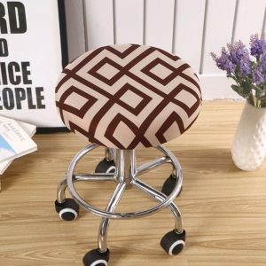 housse de tabouret rond retro élégance