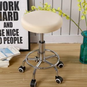 housse de tabouret rond crème
