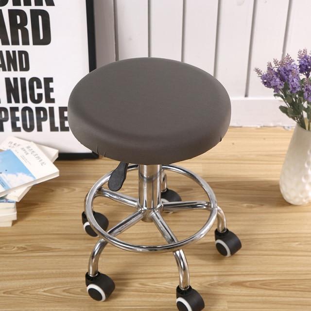 housse de tabouret rond gris