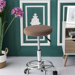 Housse de Tabouret Rond Jacquard Kaki