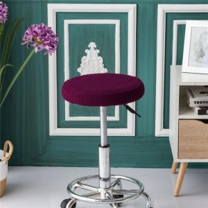 Housse de Tabouret Rond Jacquard Magenta