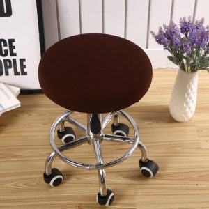 Housse de Tabouret Rond Marron