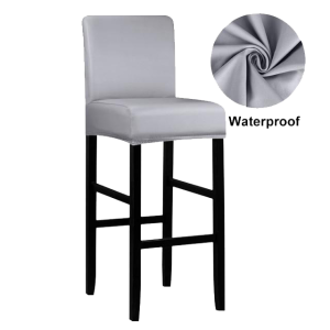 housse de tabouret de bar simili cuir gris