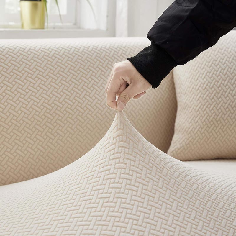 Canapé d'angle beige housse
