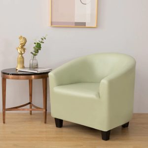 housse fauteuil cuir PU vert amande