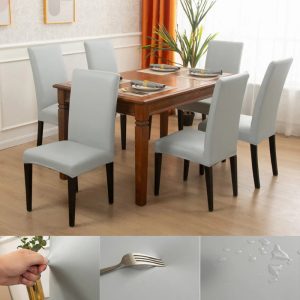 housse de chaise en cuir gris clair