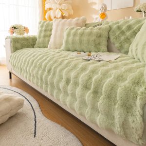 Protège Canapé en Peluche Vert Pomme