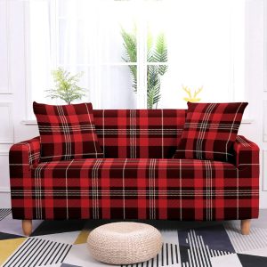 Housse de Canapé Tartan Rouge