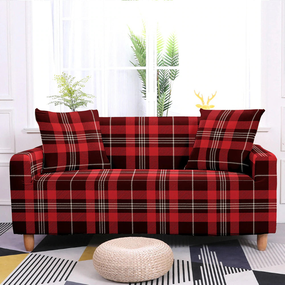 Housse de Canapé Tartan Rouge