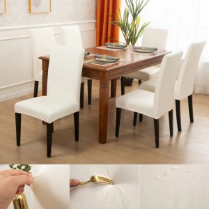 Housse de Chaise en PU Blanc