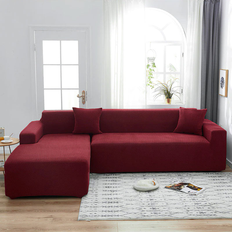 canapé d'angle bordeaux housse jacquard