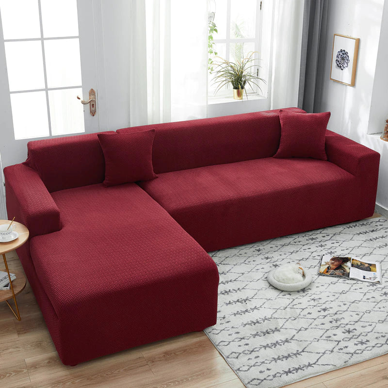 housse de canapé d'angle jacquard bordeaux