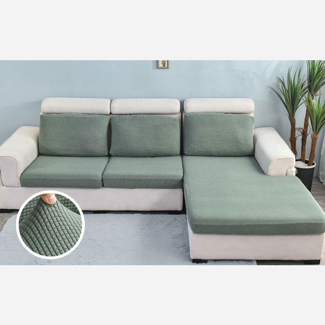 Housse coussin canapé vert amande